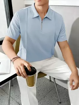 Мужская однотонная трикотажная рубашка-поло Homme для повседневной повседневной носки Manfinity, синий