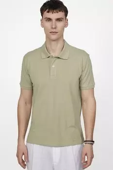 Мужская однотонная зеленая футболка из хлопка пике с воротником поло и воротником-поло TUDORS, зеленый
