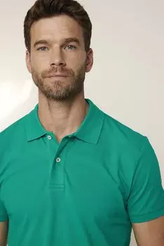 Мужская однотонная зеленая футболка из хлопка пике с воротником поло и воротником-поло TUDORS, зеленый