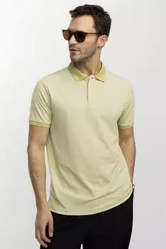 Мужская однотонная зеленая футболка с воротником-поло классического кроя из хлопка пике TUDORS