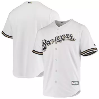 Мужская официальная майка Majestic White Milwaukee Brewers Team, цвет Brw White