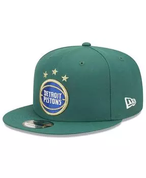 Мужская официальная регулируемая кепка Hunter Green Detroit Pistons 2022/23 City Edition 9FIFTY Snapback New Era