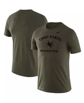 Мужская оливковая футболка ohio state buckeyes stencil arch performance Nike