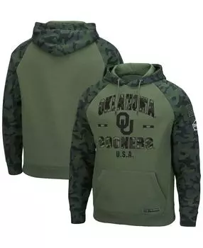 Мужская оливковая, камуфляжная толстовка с капюшоном и регланами oklahoma sooners oht в стиле милитари Colosseum, мульти
