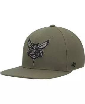 Мужская оливковая кепка Charlotte Hornets Ballpark с камуфляжным принтом Captain Snapback '47 Brand
