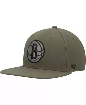 Мужская оливковая кепка с камуфляжным принтом Brooklyn Nets Ballpark Captain Snapback '47 Brand, зеленый