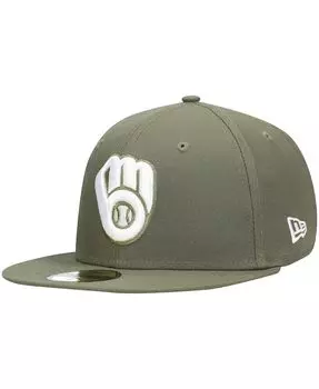 Мужская оливковая шляпа с логотипом Milwaukee Brewers, белая 59Fifty, приталенная шляпа New Era