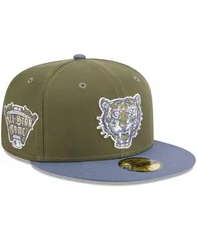 Мужская оливково-синяя приталенная шляпа Detroit Tigers 59FIFTY New Era