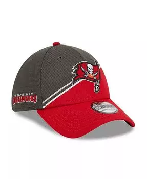 Мужская оловянная красная бейсболка Tampa Bay Buccaneers 2023 Sideline 39THIRTY Flex Hat New Era, серый