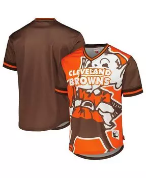 Мужская оранжевая футболка Cleveland Browns Jumbotron 3.0 Mesh с v-образным вырезом Mitchell & Ness, оранжевый