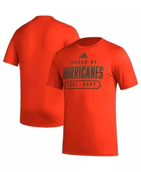 Мужская оранжевая футболка Miami Hurricanes Sideline AEROREADY Pregame adidas