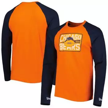 Мужская оранжевая футболка New Era Chicago Bears с длинным рукавом реглан
