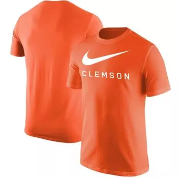 Мужская оранжевая футболка с большой галочкой Clemson Tigers Nike