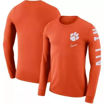 Мужская оранжевая футболка с длинным рукавом Clemson Tigers Local Mantra Performance Nike