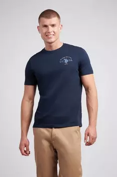 Мужская оранжевая футболка с графическим принтом на спине U.S. Polo Assn, синий