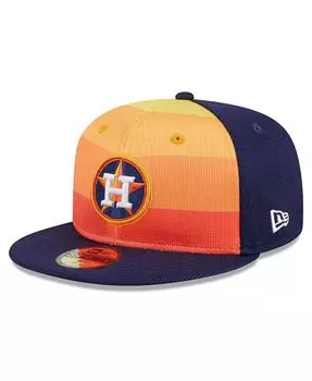 Мужская оранжевая облегающая шляпа Houston Astros 2024 Batting Practice 59FIFTY New Era, синий