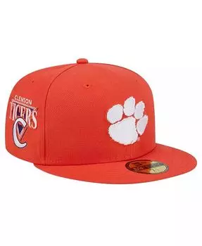Мужская оранжевая приталенная шляпа Clemson Tigers Throwback 59FIFTY New Era, оранжевый