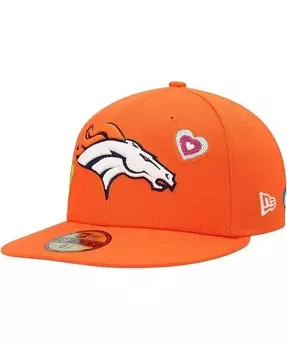 Мужская оранжевая приталенная шляпа Denver Broncos Chain Stitch Heart 59FIFTY New Era, оранжевый