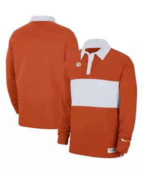 Мужская оранжевая рубашка-поло с длинным рукавом в полоску Clemson Tigers Nike