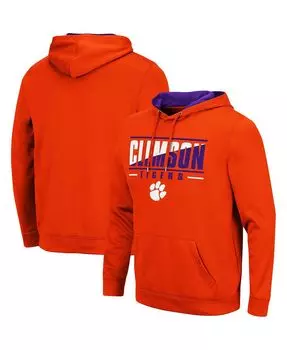 Мужская оранжевая толстовка с капюшоном clemson tigers slash stack 2.0 pullover Colosseum