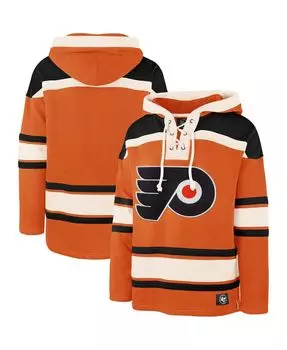 Мужская оранжевая толстовка с капюшоном philadelphia flyers superior lacer team '47 Brand