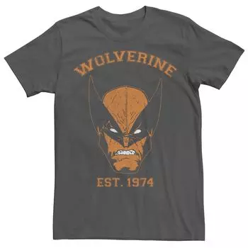 Мужская оранжевая университетская футболка с рисунком Росомахи X-Men в винтажном стиле Marvel