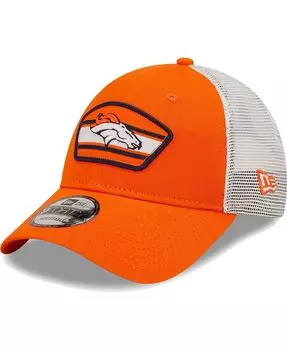 Мужская оранжево-белая кепка с логотипом Denver Broncos Trucker 9FORTY Snapback New Era