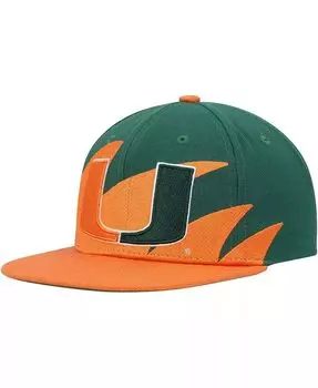 Мужская оранжево-зеленая кепка Miami Hurricanes Sharktooth Snapback Mitchell & Ness, оранжевый