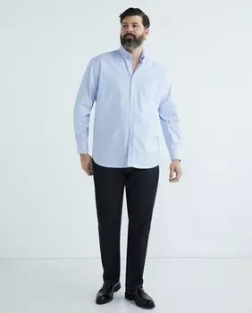 Мужская оксфордская рубашка больших размеров с длинными рукавами в микрополоску Paul & Shark, синий