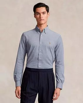 Мужская оксфордская рубашка из пике стандартного кроя Polo Ralph Lauren, серый