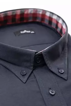 Мужская оксфордская рубашка из поплина, хлопка и глажки большого размера, темно-синяя TUDORS