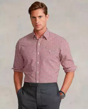Мужская оксфордская рубашка приталенного кроя Polo Ralph Lauren, цвет Granate