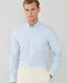 Мужская оксфордская рубашка приталенного кроя с принтом в полоску Hackett, светло-синий