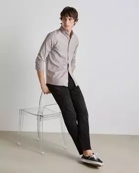 Мужская оксфордская рубашка с длинными рукавами и принтом Easy Wear, коричневый
