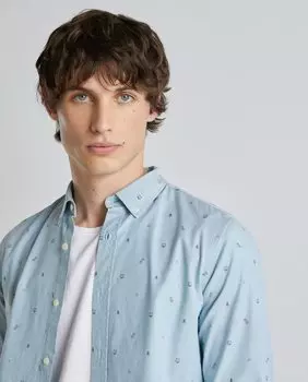 Мужская оксфордская рубашка с длинными рукавами и принтом Easy Wear, зеленый
