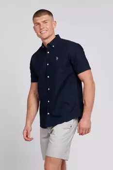 Мужская оксфордская рубашка с коротким рукавом U.S. Polo Assn, синий
