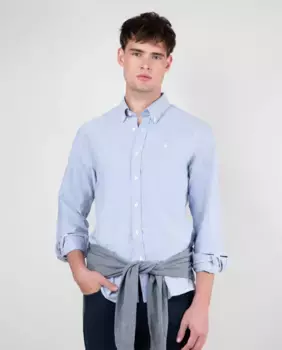 Мужская оксфордская рубашка с однотонным принтом El Ganso, синий