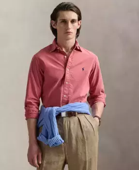 Мужская оксфордская рубашка с предварительной окраской ткани Polo Ralph Lauren, красный
