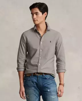Мужская оксфордская рубашка с предварительной окраской ткани Polo Ralph Lauren, серый