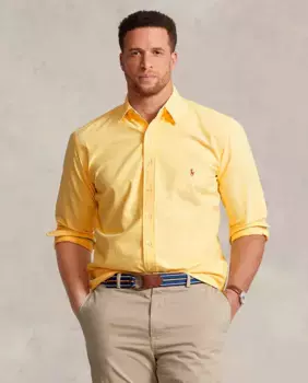 Мужская оксфордская рубашка стандартного кроя больших размеров Polo Ralph Lauren, желтый