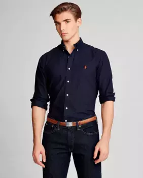 Мужская оксфордская рубашка стандартного кроя Polo Ralph Lauren, темно-синий