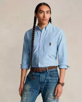 Мужская оксфордская рубашка стандартного кроя Polo Ralph Lauren, цвет Azul Plido