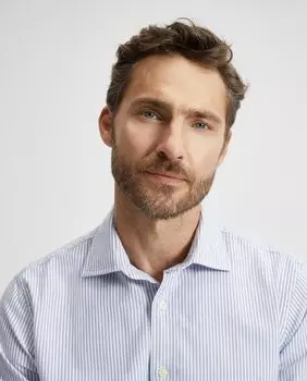 Мужская оксфордская спортивная рубашка стандартного кроя в полоску кандела Emidio Tucci, синий