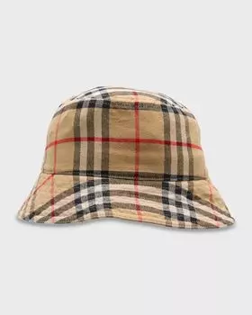 Мужская панама в клетку в винтажном стиле Burberry, цвет Archive Beige