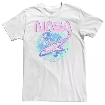 Мужская пастельная футболка с логотипом NASA Rocket Earth Licensed Character, белый