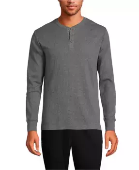 Мужская пижама-хенли с вязаным рубчиком Lands' End, серый