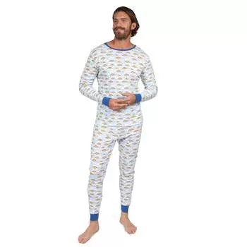 Мужская пижама из двух частей из хлопка цвета радуги синего цвета Leveret