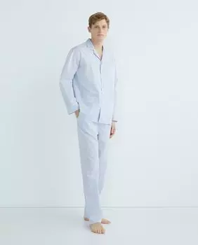 Мужская пижама из квадратной ткани с шелковистой отделкой и окантовкой Emidio Tucci, светло-синий
