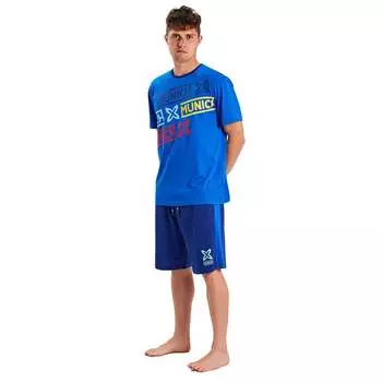 Мужская пижама с короткими рукавами и круглым вырезом mueh0351 Munich, синий