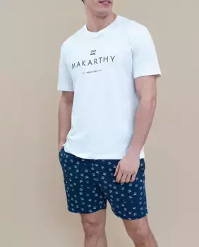 Мужская пижама с шортами и футболкой с короткими рукавами Makarthy, тёмно-синий